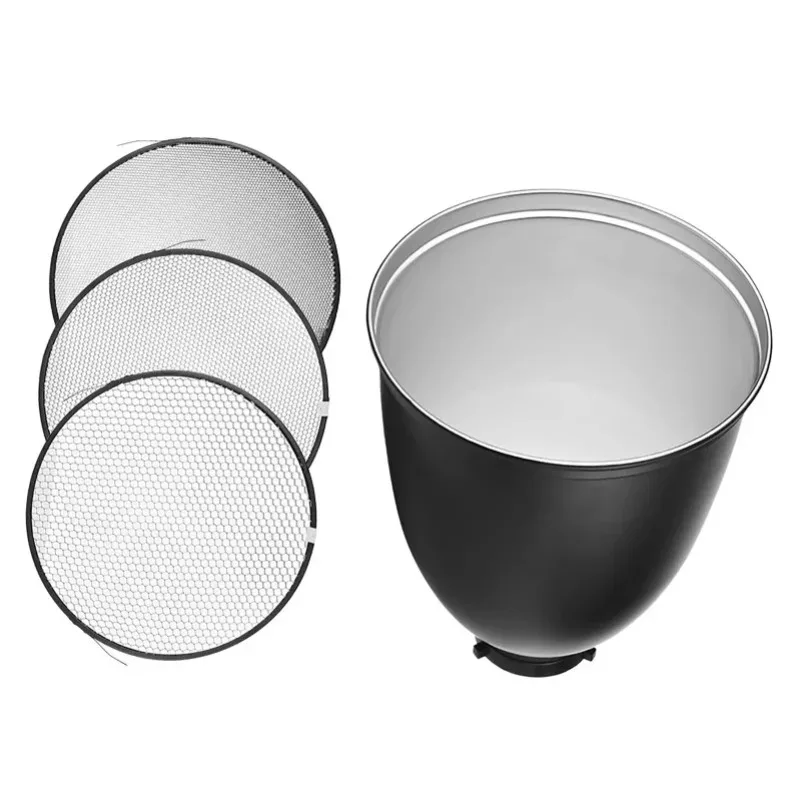 45 Degree 11-Inch Bowens S-Type Mount Reflector Diffuser Shade Lamp Shade with 20° 40° 60° Honeycomb Grid