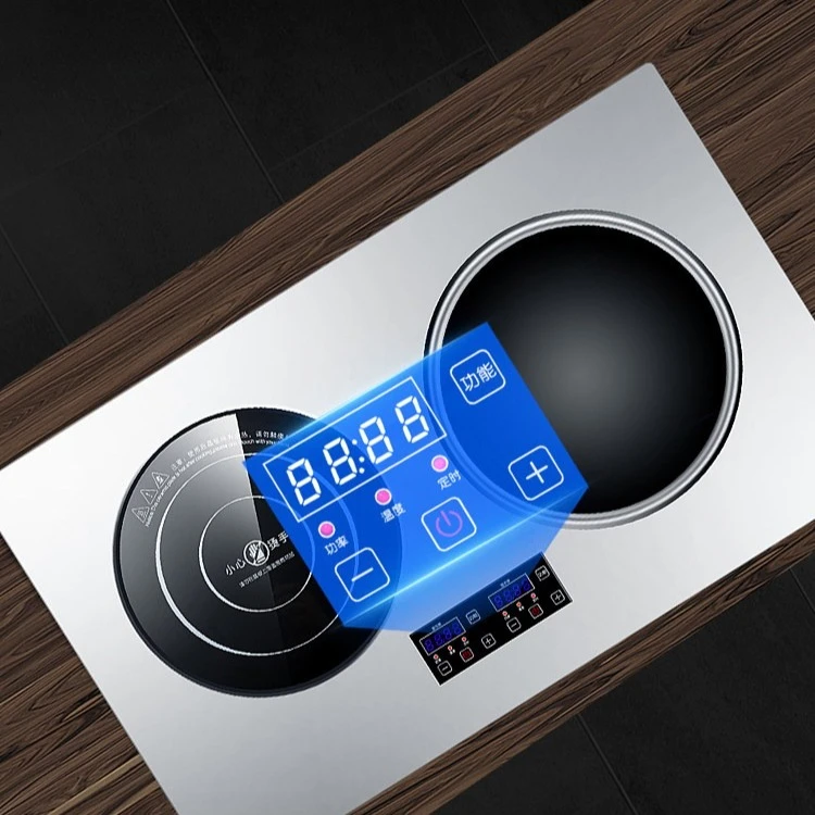 Electric Ceramic Stove Double Head 3500W High Power Embedded Induction Cooker Stainless Steel Household