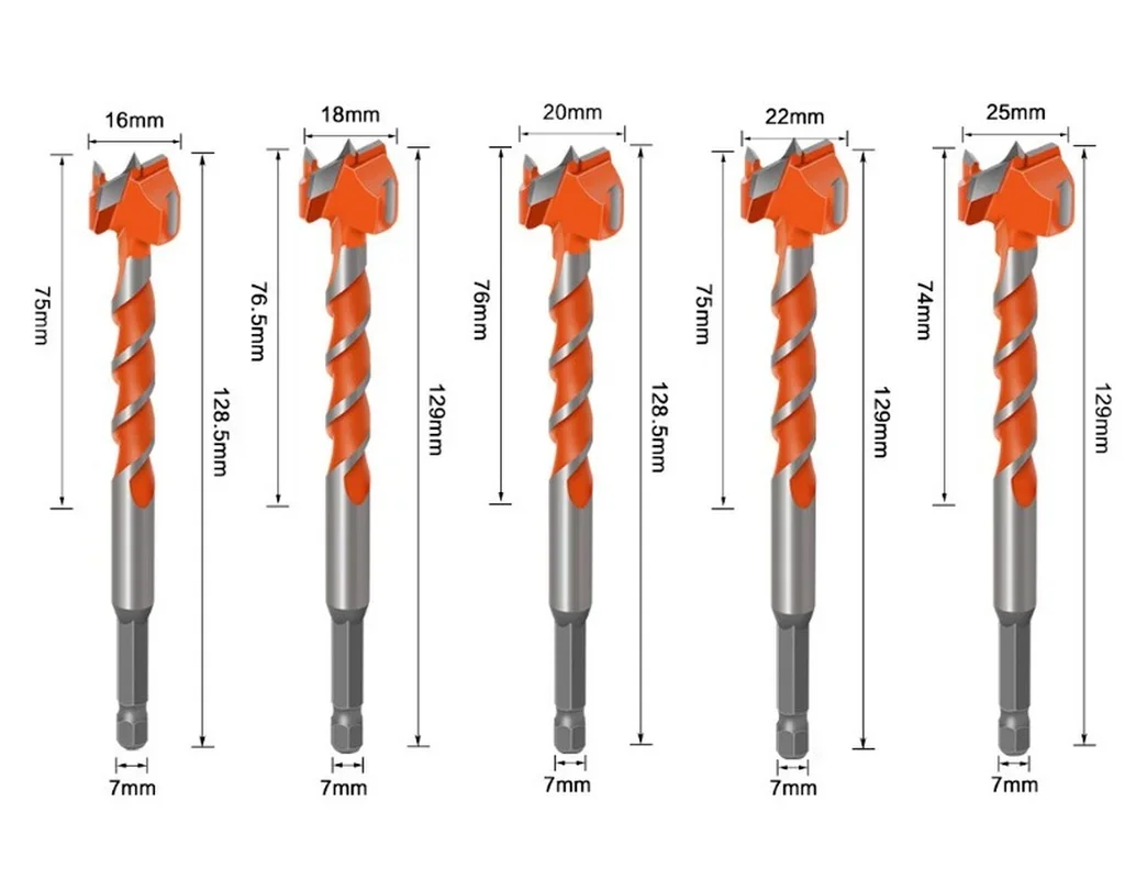 Wood Drill Bit Self Centering Hole Saw Cutter Woodworking Tools 16mm-25mm Carbon Steel Hexagonal Shank Drill Bits Drill Bit Set