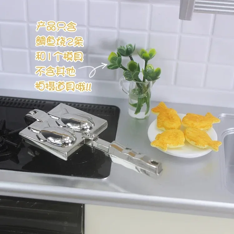 Dollhouse Copper Mini Taiyaki Mold Baking Pan Miniature Items Braised Snapper Mould Food Doll House Kitchen Accessories