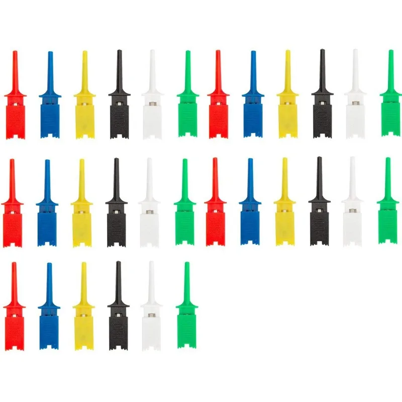30 SZTUK Mini hak testowy SMD IC 6 kolorów Clip Grabbers Sonda testowa do elektronicznego testowania Grabber Crocodile Clip Hook Test Clip