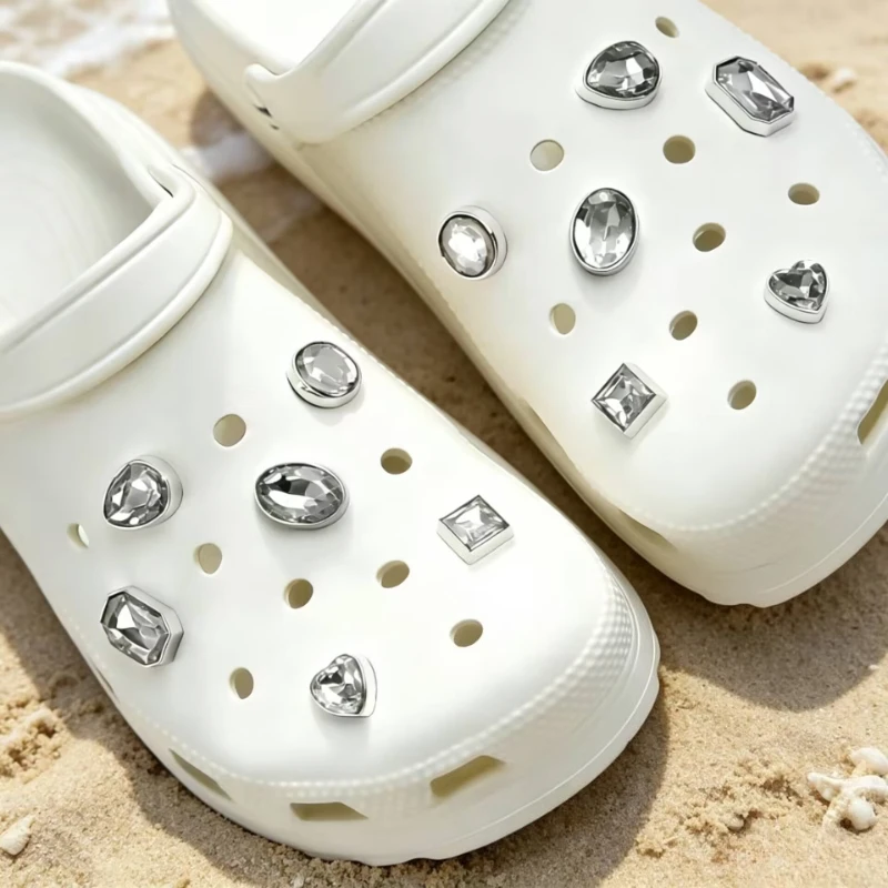 12PCS DIY Fashion Crystal Diamond Shoe Charms Set Designer Quality Garden Hole Shoe Decoration Accessories Gift