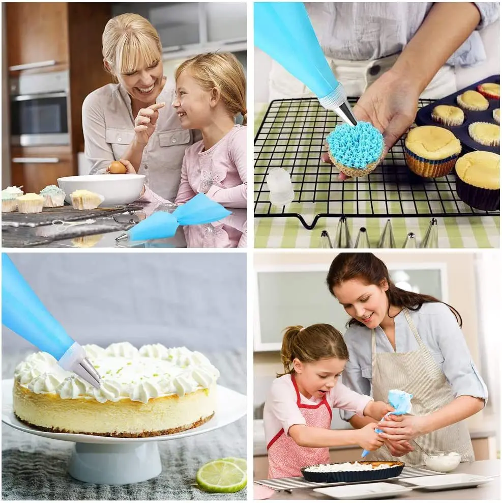 50/15/14pcs DIY Cake Decorating Tips Set Kitchen Bakery Cream Nozzles Reusable Cake Icing Piping Bag Cake Tools Accessories