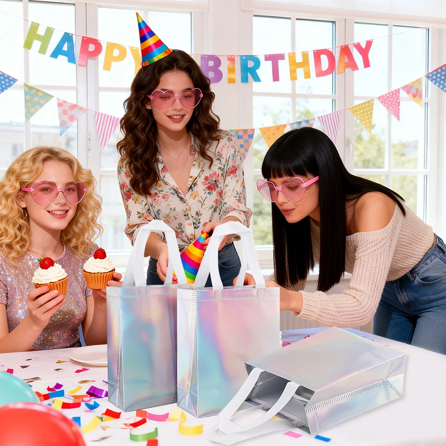 10/20 Stück Bunte Laser-Geschenktüten aus Vliesstoff für Hochzeiten, Geburtstage, Gastgeschenke, Weihnachten, Süßigkeiten, Kekse und Geschenkverpackungen – Detail 13