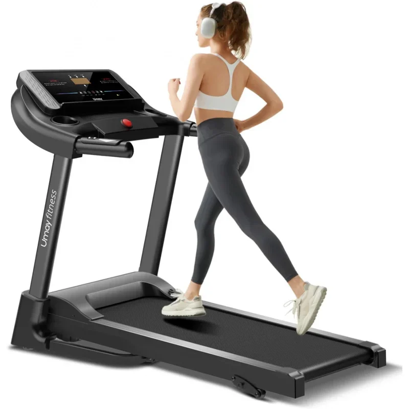 UMAY Fitness Home Auto-Folding Incline Treadmill with Pulse Sensors, 3.0 HP Quiet Brushless, 8.7 MPH, 300 lbs Capacity