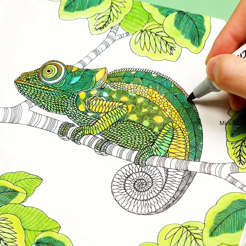 A Healing Forest Natural Style Painted Copy Book, Animal/forest Theme, Mandala Line Drawing, Emotional Relaxation Graffiti Book