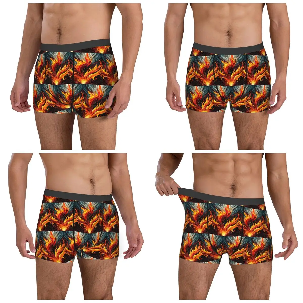 Boxer Underpants Shorts Symphony Abstract Fire Flame Art Panties Men Ventilate Underwear for Homme Man Boyfriend Gift