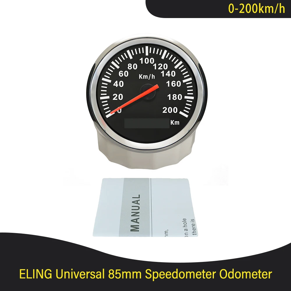 

85mm Pulse Signal Speedometer Odometer 0-120KMH 0-200km/h with Red Backlight for Car Truck Motorcycle 12V 24V