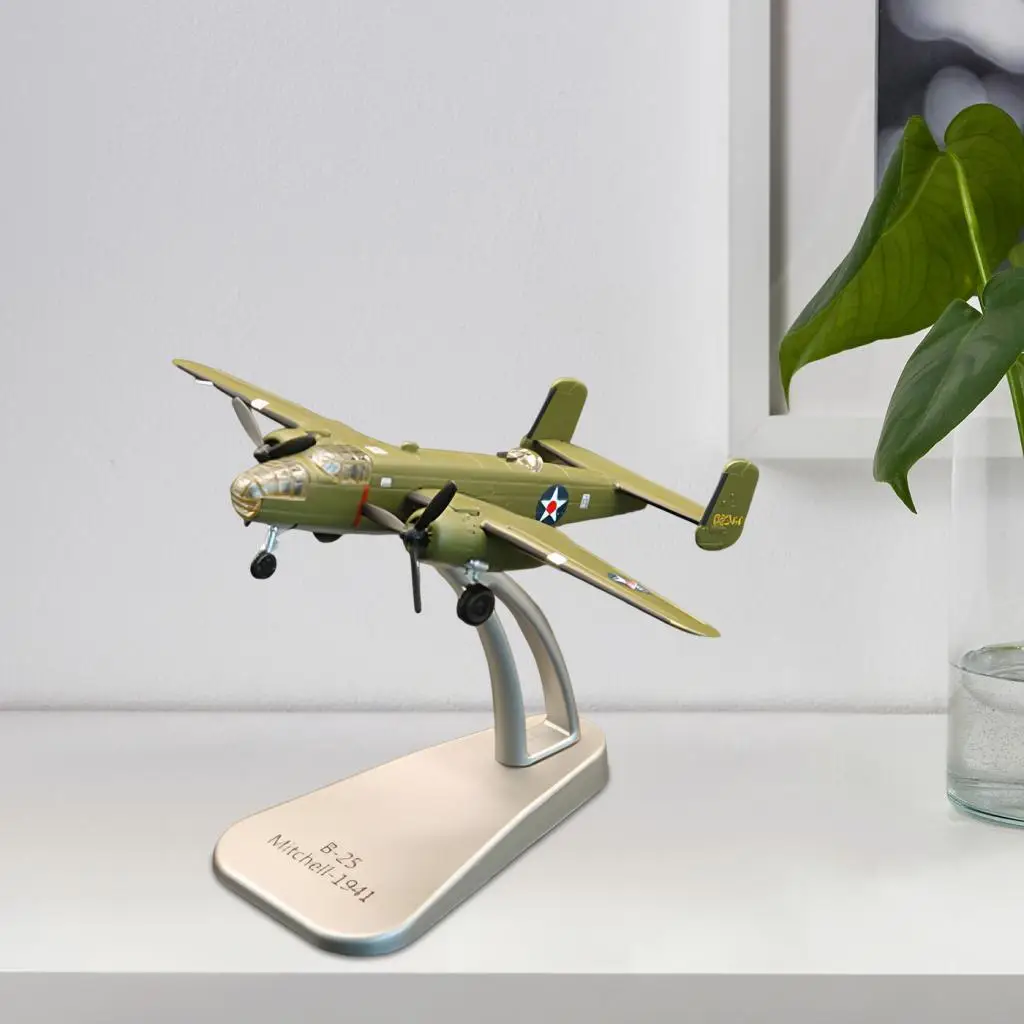 

Diecast Model, B25 Aircraft Plane Model, 1:144 Realistic Model, for Collections Bookshelf Home Office Decor