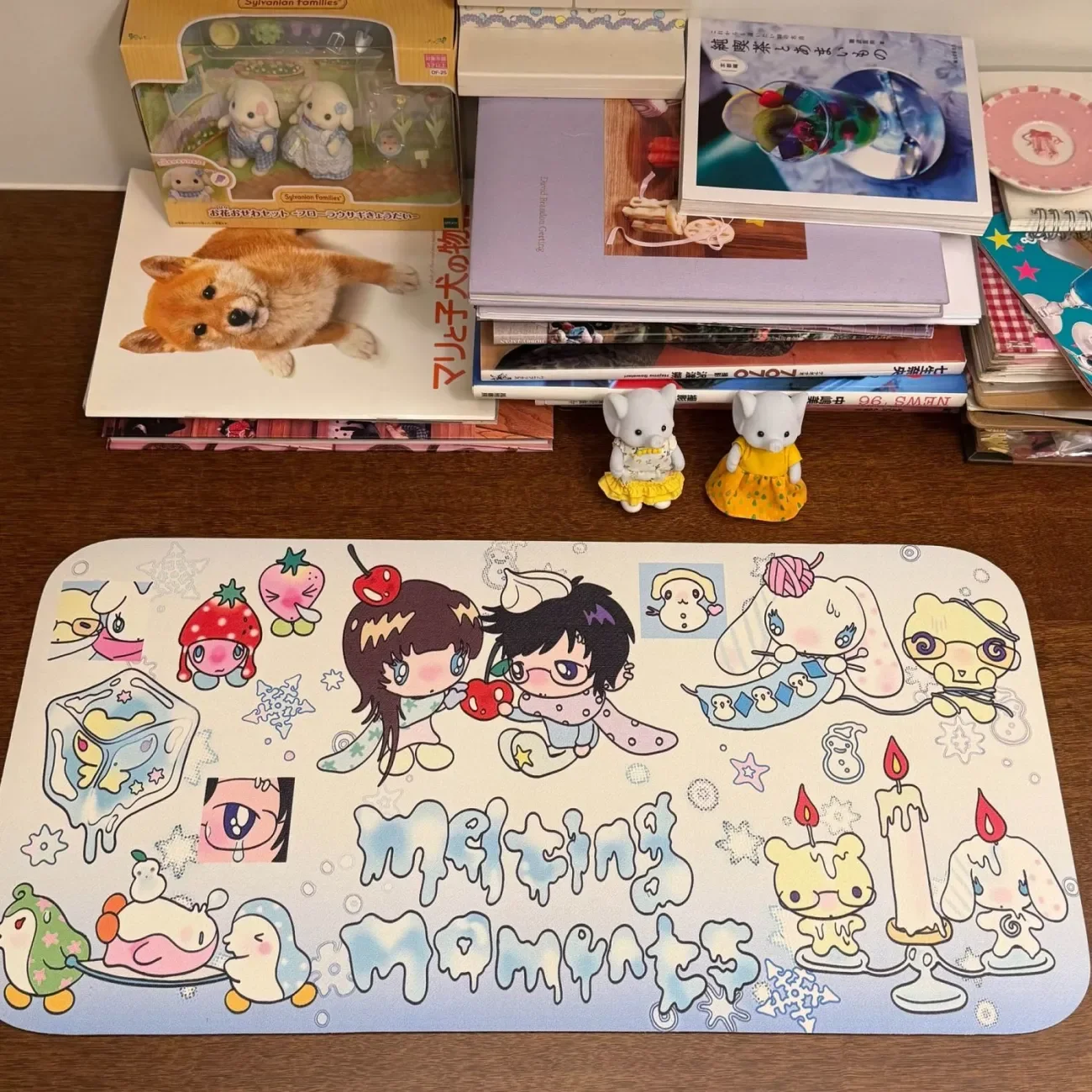 Leather Desk Pad Protector Cherry Japanese ANIME Kawaii Y2K Mouse Pad Office Desk Mat Waterproof Non-Slip PU Desk Blotter Pad