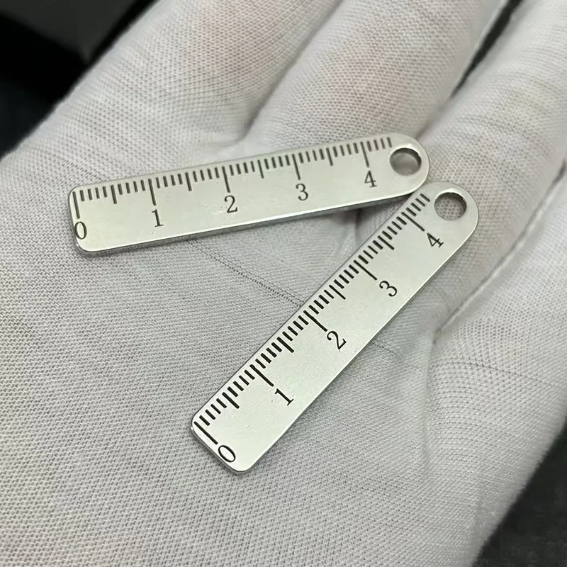 

2Pcs 4cm Mini Stainless Steel Ruler Key Chain Creative Key Ring Pendant Portable Ultra Short Ruler come with Hanging Hole