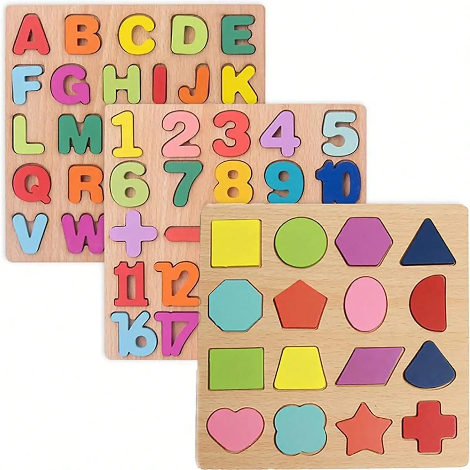 

Colorful Wooden Montessori ABC & Number Shape Puzzle - Upper & Lower Case 3D Matching Board, Educational Gift for Kids 3+
