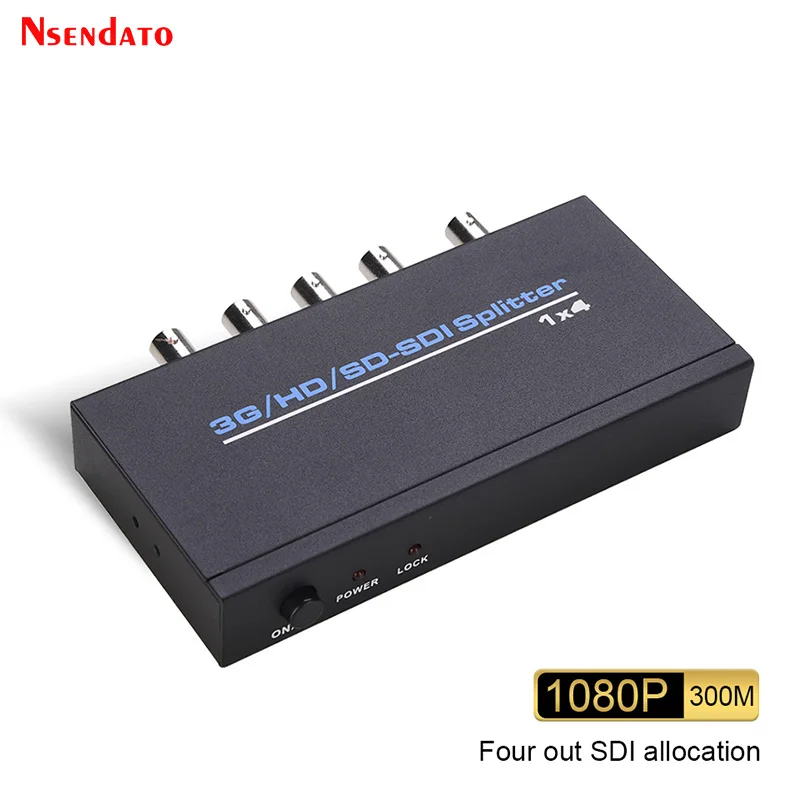 3G/HD/SD SDI Splitter 1X4 SDI Repeater Extender with Power Adapter 1 in to 4 Out SDI Video Splitter For DVR SDI Monitor Camera