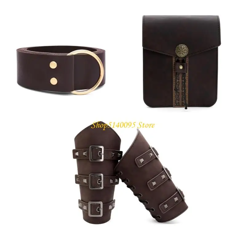 DXAE 남자 르네상스 의상 할로윈 중세 해적 벨트 스커트 하이킹 허리 가방