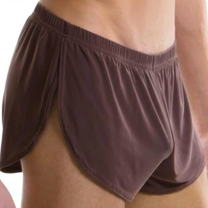 Sleepwear Loose Comfy Men Boxer Shorts Pajamas Side Split Underwear Shorts Panties Underpants Trunk Sexy Cueca Homme