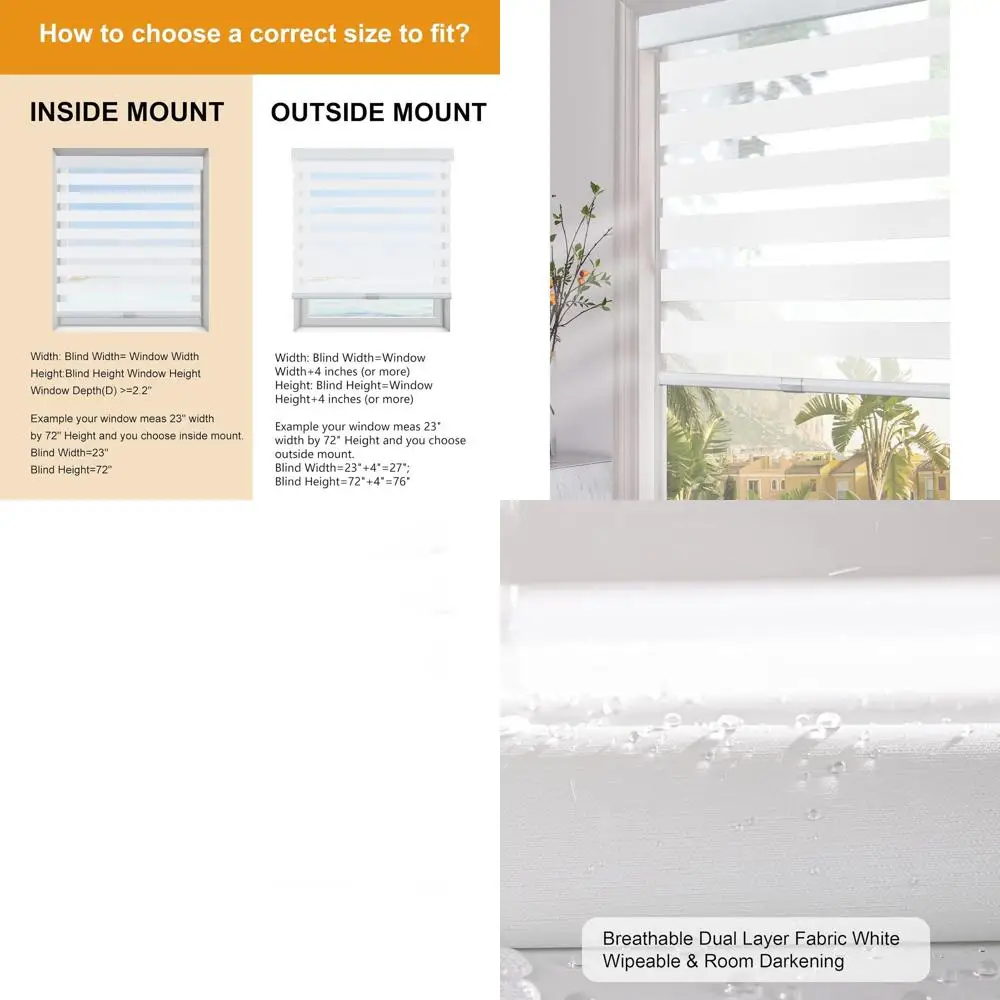 

Модернизированные белые аккумуляторные жалюзи Zebra, 35x64, двухслойные прозрачные жалюзи для дома и офиса