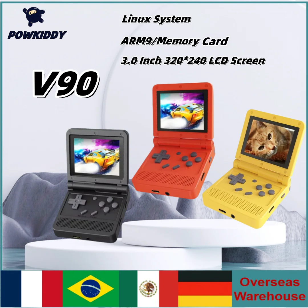 Powkiddy V90 Handheld Game Console Open System Game Console 3-inch IPS Screen Retro Handheld Console Children's Gifts Man Gifts