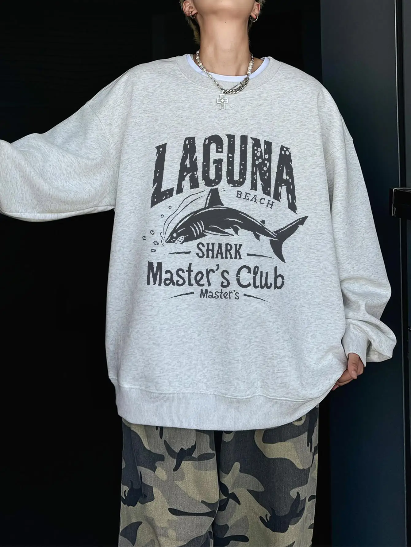 Kpop Vintage Man 2024 Sweatshirts Shark Master's Club Oversize Autumn Hoodies Harajuku Male Streetwear Drop Shoulder Pullovers