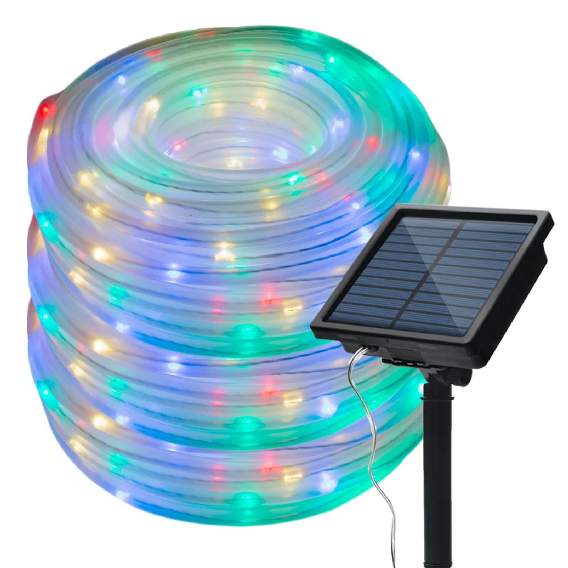 

Solar Tube Rope Led Light Garland Xmas Solar Rope String Light 8 modes Fairy Strip Outdoor Garden Christmas Decoration