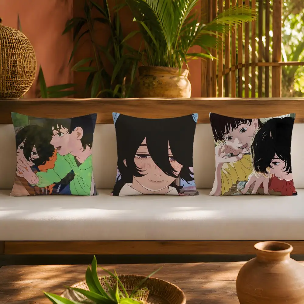 Look Back Anime Cushion Cover 1pc Square Plush Pillow Cover Soft Fuzzy Removable Washable Sofa Bed Bedroom Decor