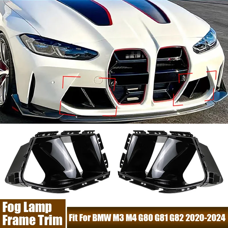 

For BMW Fog Lamp Frame Air Inlet Bumper Side Air Vent Trim Fit For BMW M3 M4 G80 G81 G82 2020-2024 Automotive Modification Parts