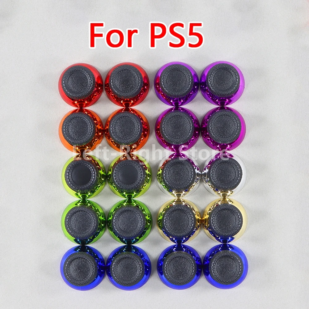 2PCS For Sony PS5 Controller 3D Analog Joystick Chrome Electroplated Plated Thumb Stick Grip Mushroom Cap Thumbstick Case