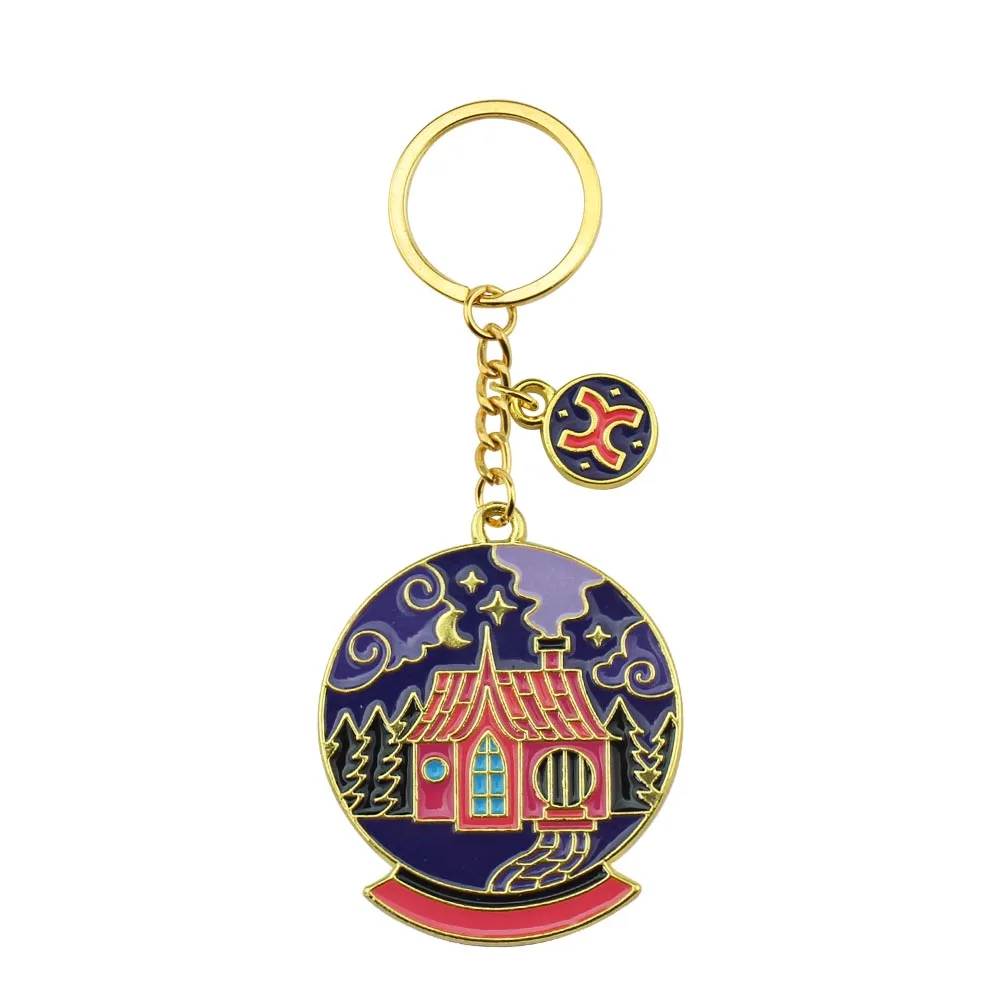 Fashion Cute Cartoon House Keychain Lovely Enamel Cottage Stars Moon Keyring Gift Dream House Bag Keychain Jewelry