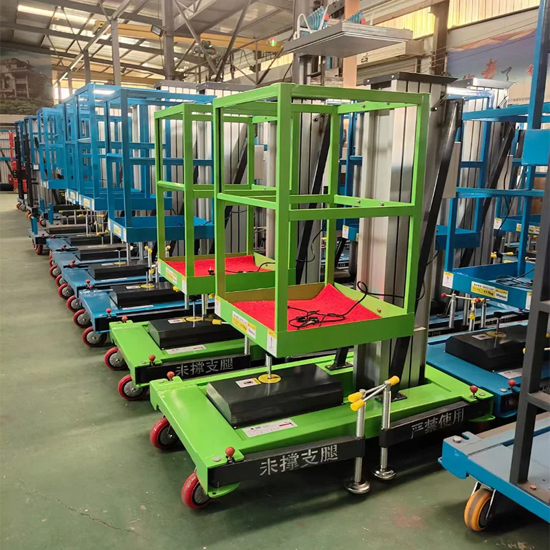 CE Certified Single Column Aluminum Lift, 4-16m Lifting Height 120kg-200kg Load Mobile Hydraulic Aerial Maintenance Platform