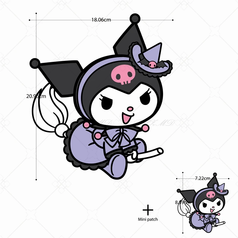 Parches termoadhesivos Sanrio Kuromi para planchar, pegatinas de transferencia de calor para ropa de niños, parche Fusible