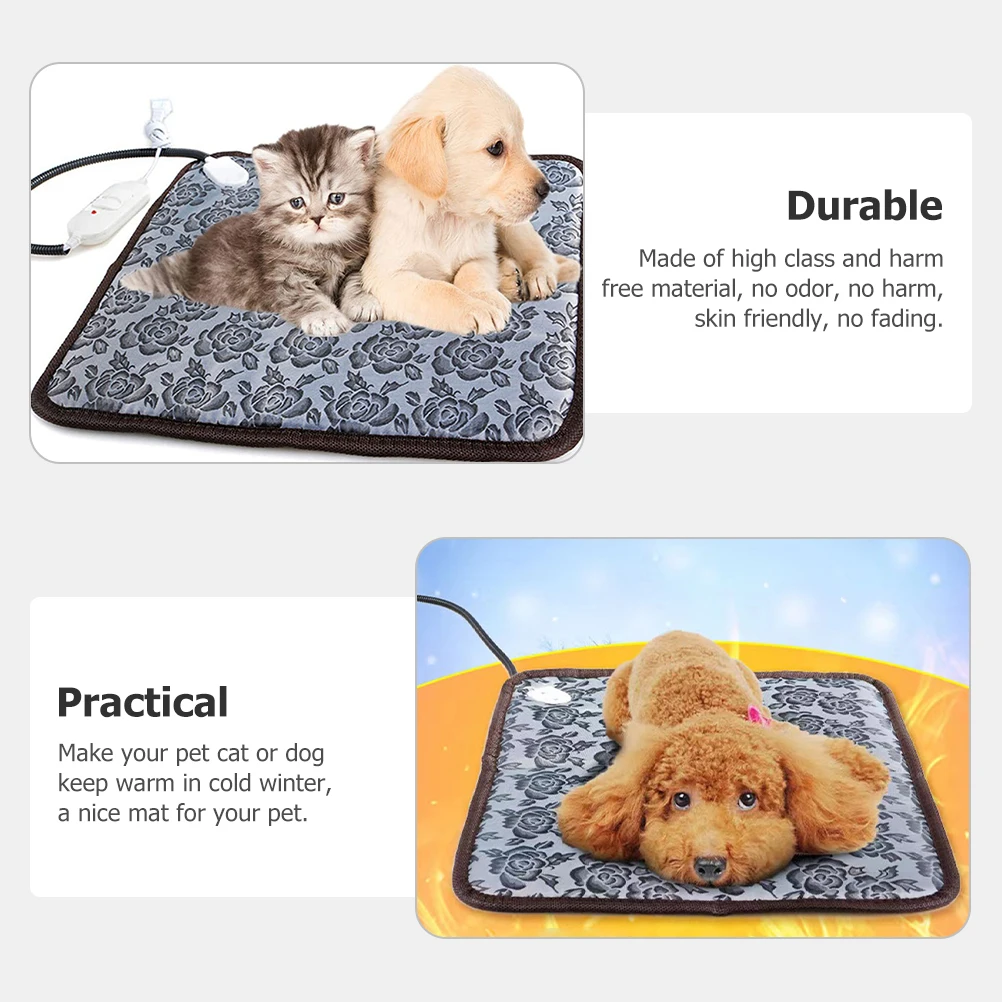 

Indoor Pet Heating Pad Electric Warming Mat for Cats Dogs Elderly Pets with Removable Cover Practical Gift Eu Plug
