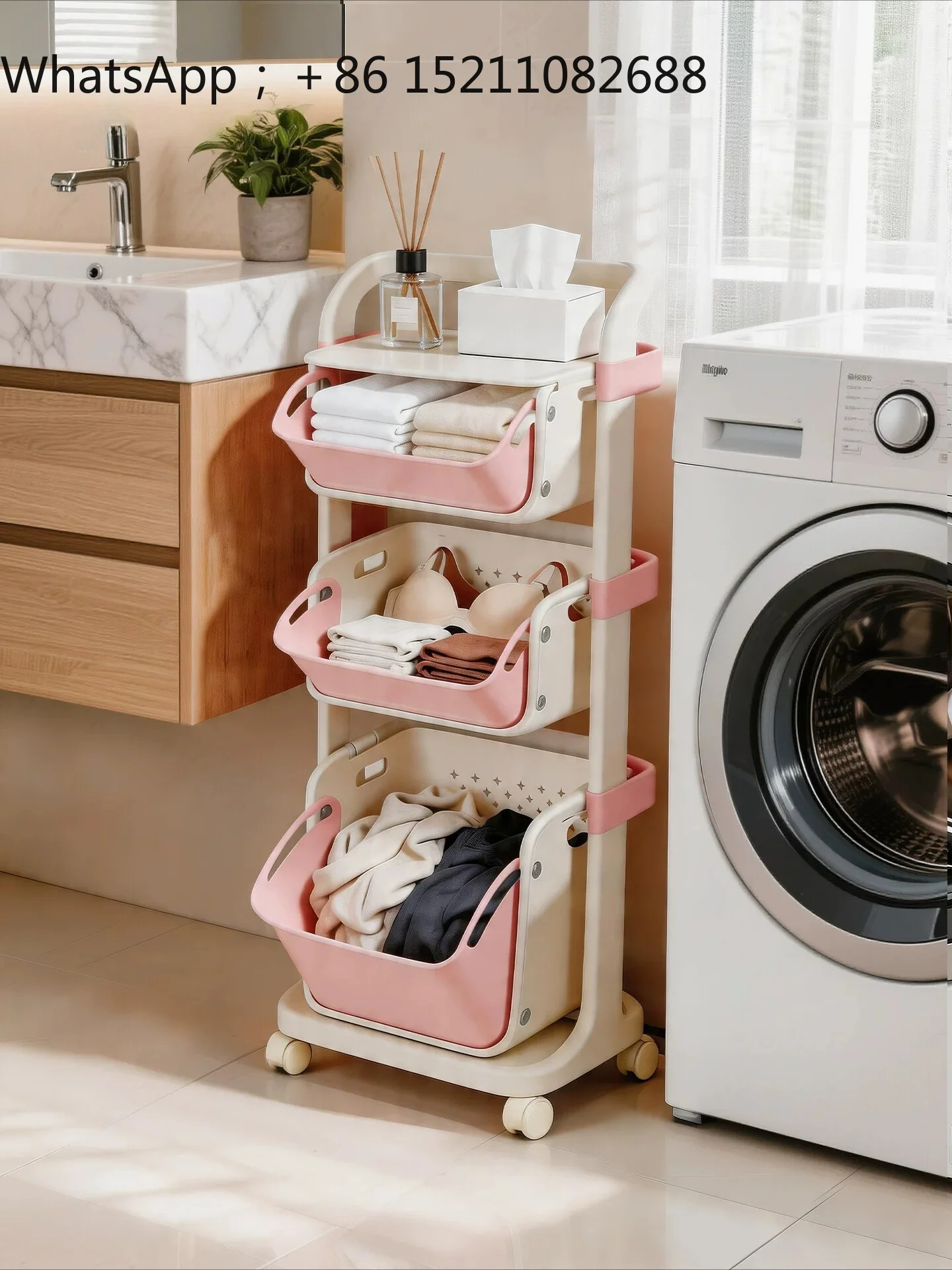 LLY contrasting color dirty clothes basket dirty clothes storage basket household partition cart laundry basket high value