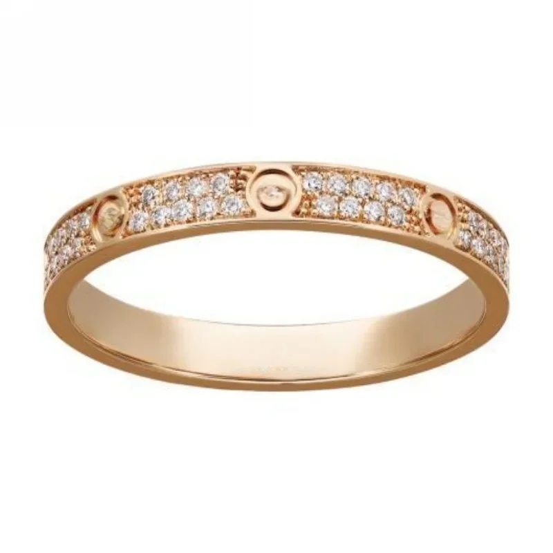 

Rose Gold Love Narrow Band Ring with Full Diamond Pavé & Screw Motifs