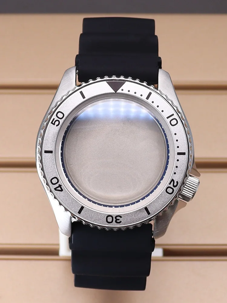 Caja de reloj plateada/negra de 42,5mm, cristal de zafiro resistente al agua para Seiko NH35 NH36 NH34, accesorio de reloj Movt NH35 automático