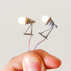 2pcs 3V Ho Miniature Wall Lamp Model 1:87 Warmwhite Light For Diy Model Making/Decoration/Architecture Building Layout/Diorama