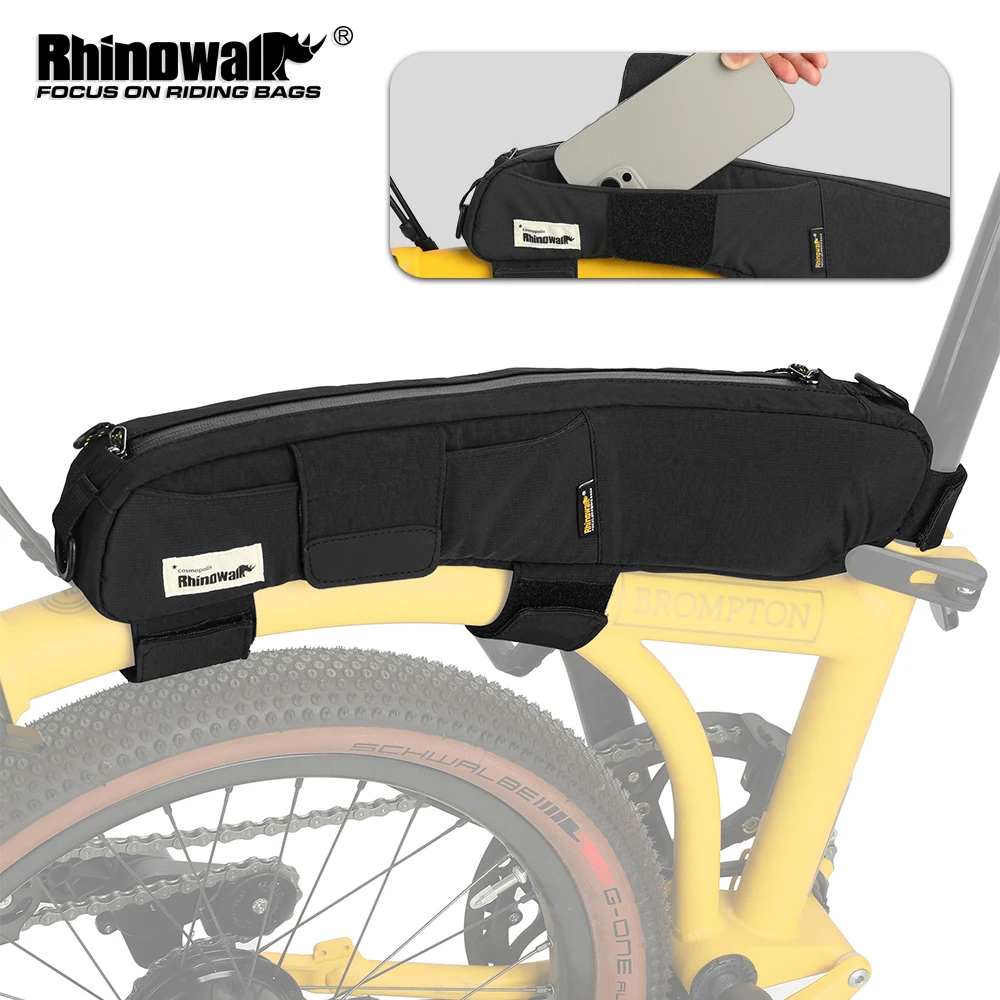 Rhinowalk Borsa Triangolare Anteriore per Bicicletta Pieghevole Brompton, 2L Ultraleggera, Lunghezza 45CM, Borsa Portaoggetti per Ciclismo