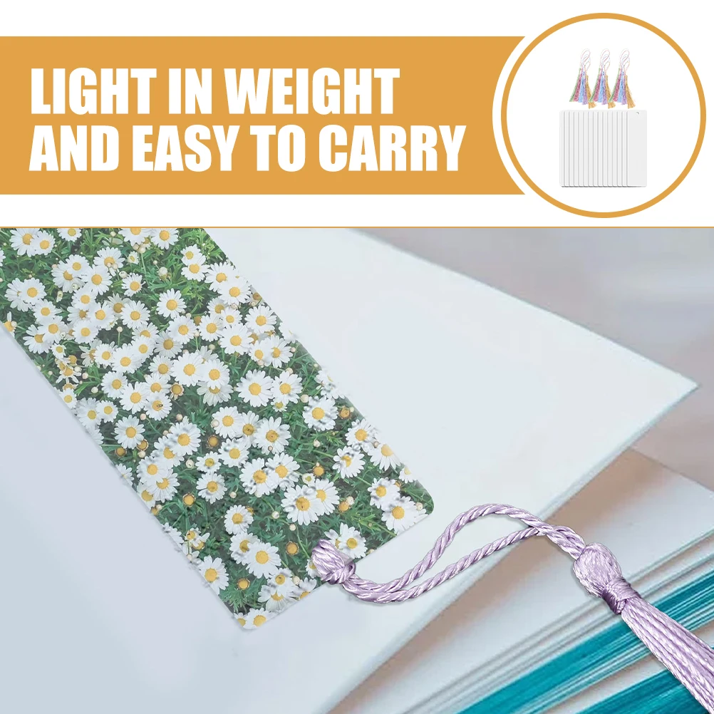 

15 Sets Acrylic Bookmarks Blank DIY Gifts Student Present Colored Tassels Page Markers Reading Accessories Bookmark