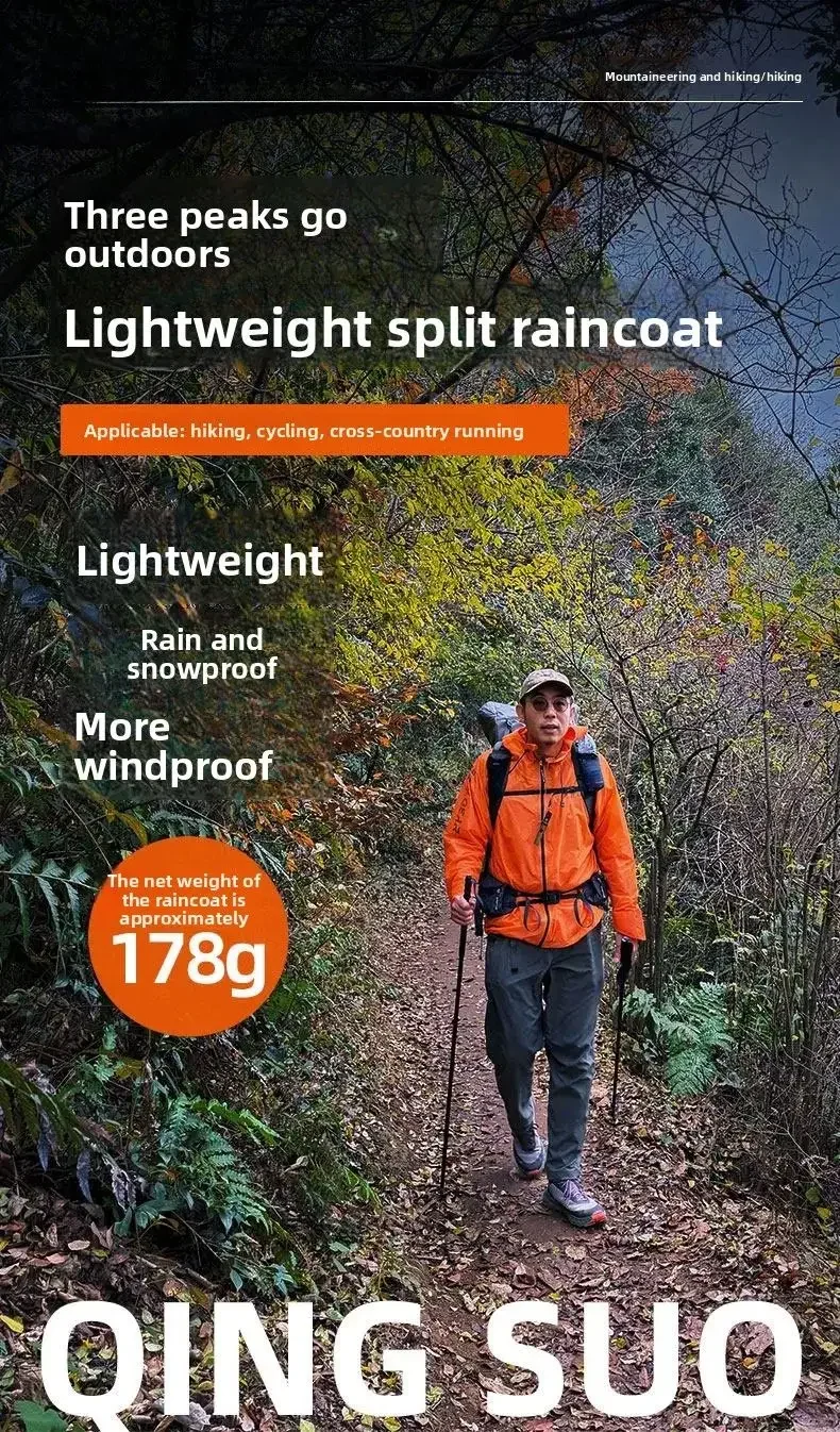3F UL GEAR Spilt Rain Poncho Pants Ultraleichte Regenmäntel aus 15D-Nylon, wasserdicht, für Radfahren, Camping, Wandern – Detail 1