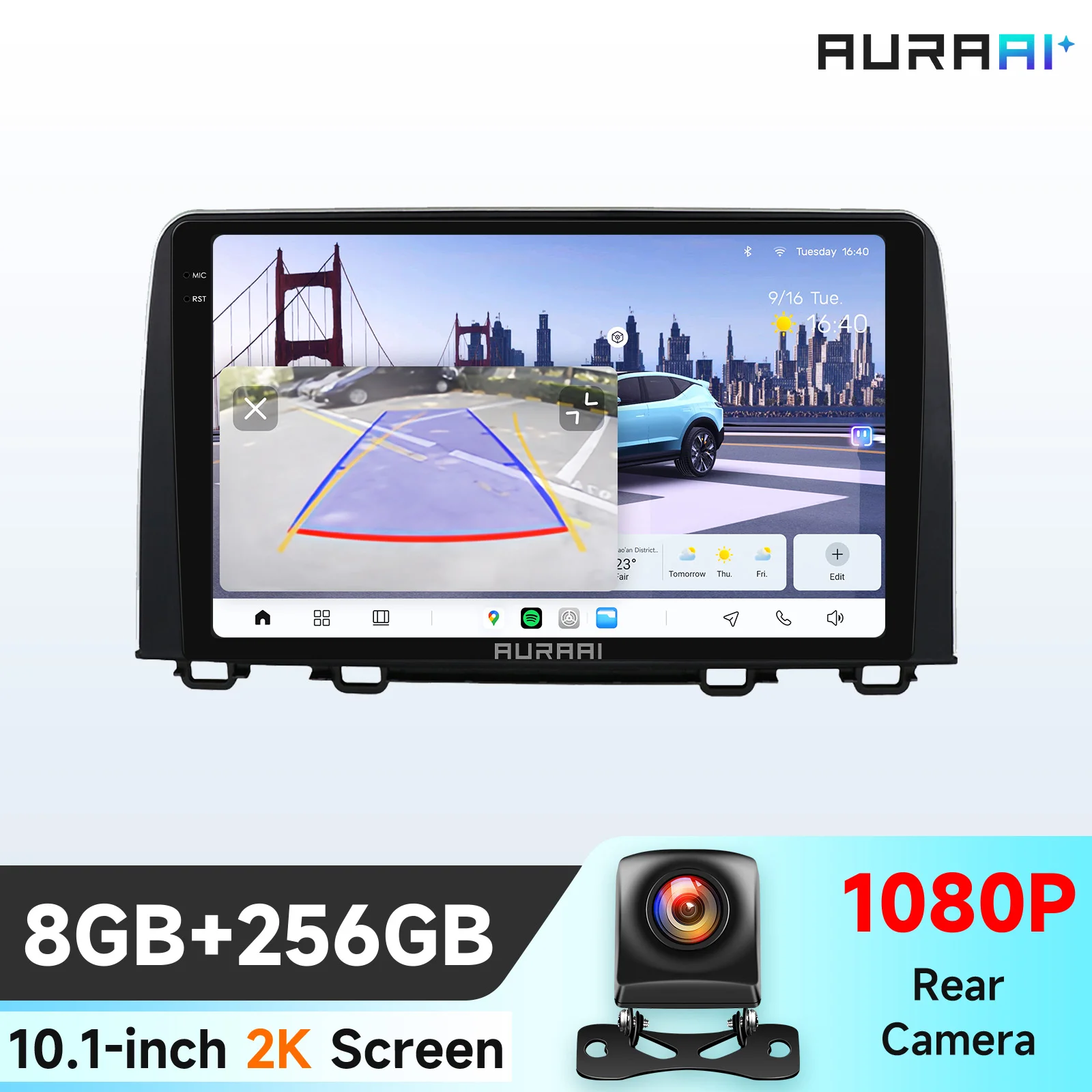 AURA AI 13,1'' 11,5'' 10,1'' 2K-scherm autoradio met Android voor Honda CRV 2017-2021, 2Din multimediaspeler, videonavigatie, 4G, Carplay, 8-core Qualcomm autoradio, 360°-camera, draadloze CarPlay