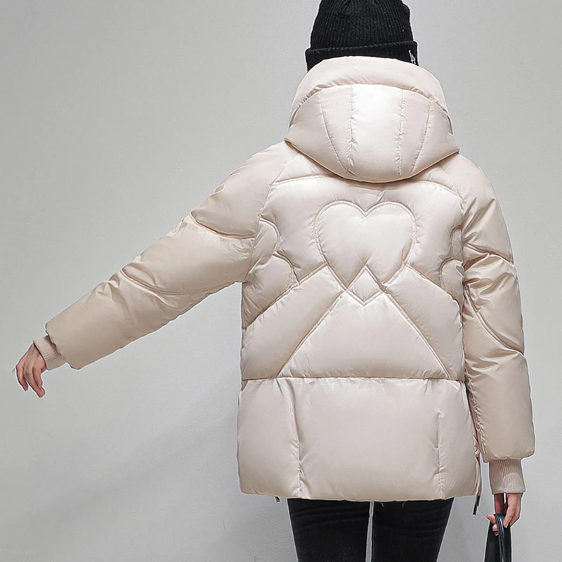 Para baixo jaqueta acolchoada feminina casaco 2025 novo inverno engrossado jaqueta feminina casaco curto coreano quente solto com capuz parka outerwear