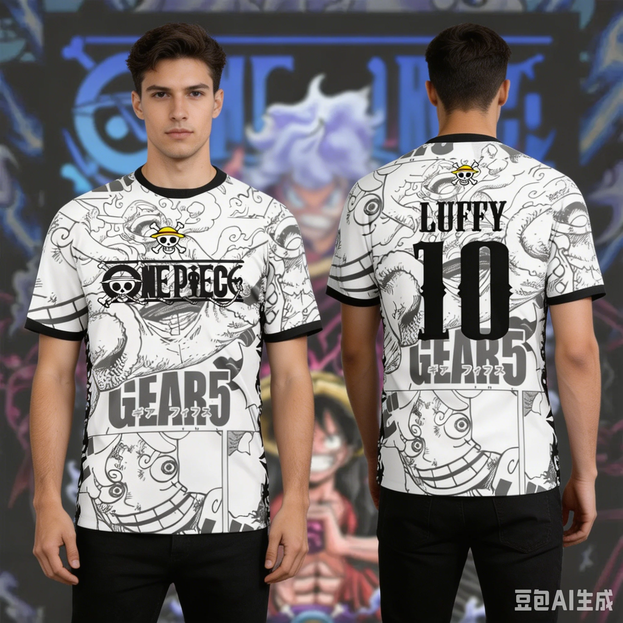 

One Piece Luffy 2026 Men's Football Shirt Casual Fashion Breathable round Neck Short Sleeve Summer T-shirt for Women