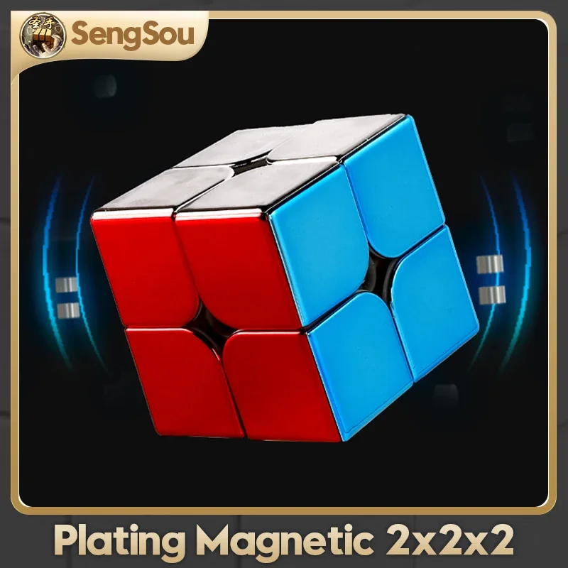 SHENGSHOU-Cube Magique Magnétique Plaqué 2x2x2, Jouet de Puzzle de Vitesse Professionnel