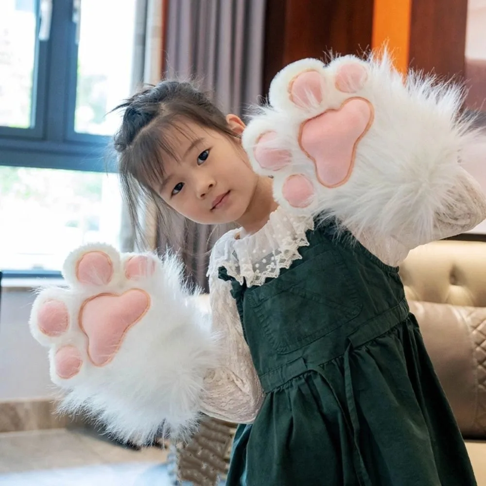 Cute Cartoon Cosplay Costume Gloves Fursuit Kigurumi Furry Cat Claw Mittens Thicken Warm Cat Paw Gloves Gifts