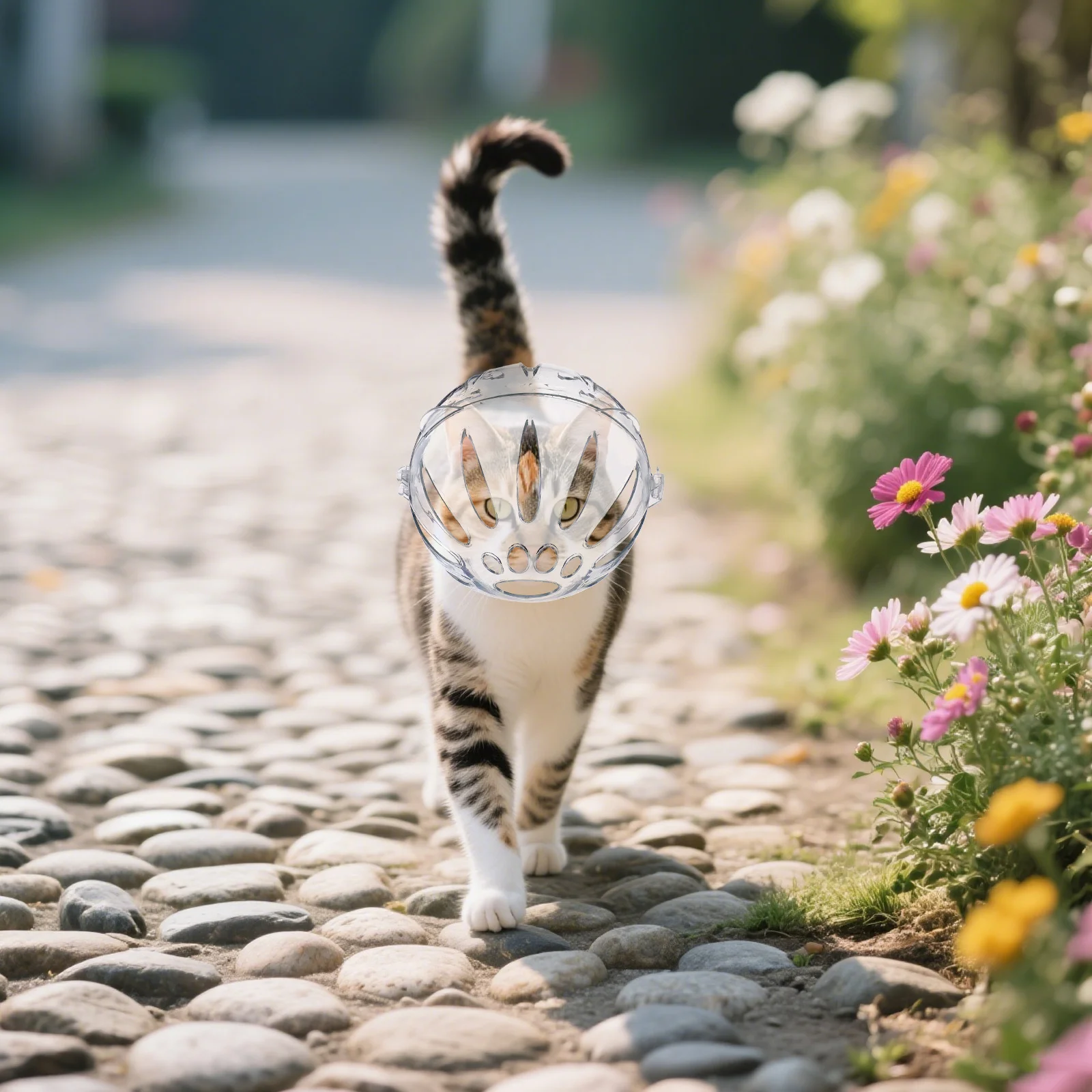 

Cat Clear Round Breathable Protective Recovery Hood for Cats After Surgery to Stop Licking Chewing Biting