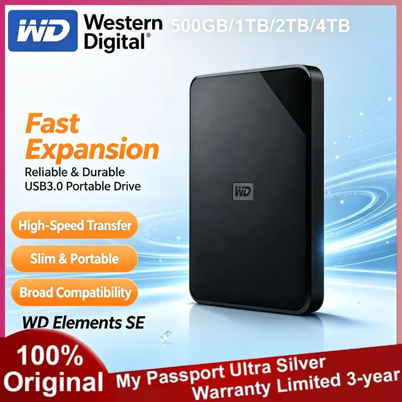 Western Digital WD Elements 5TB 4TB 2TB 1TB 2.5" Portable Hard Drive HDD USB3.0 External Hard Disk For Desktop PC Laptop