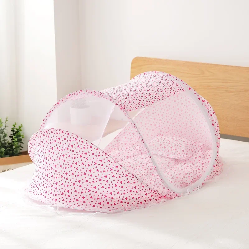 Folding Baby Mosquito Nets Portable Baby Bedding Crib Netting High Density Grids Tent for Summer Free Install Sleeping Basket