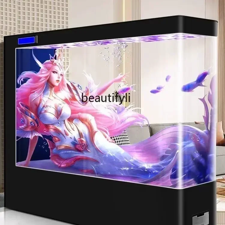 

V New Fish Tank Living Room Large Aquarium Partition Floor Filter Change Water Ecological Fish Globe