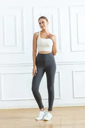 Leggings a vita alta da donna in cotone nero grigio glutei attillati pantaloni sexy traspiranti di colore puro femminili