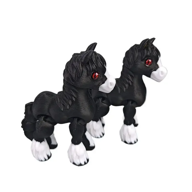 1PC 3D Printed Horse Figurine with Movable Tail Cute Simulated Horse Statue All-in-One Office Decor Random Color