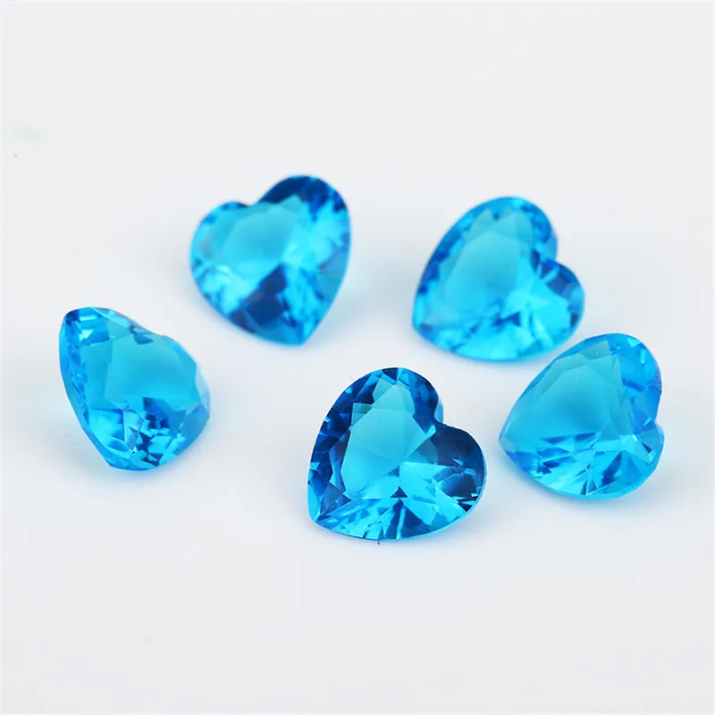 Size 3x3~12x12mm Heart Shape Loose Glass Stone Synthetic Gems Rose Red Sea Blue Green White Black Garnet