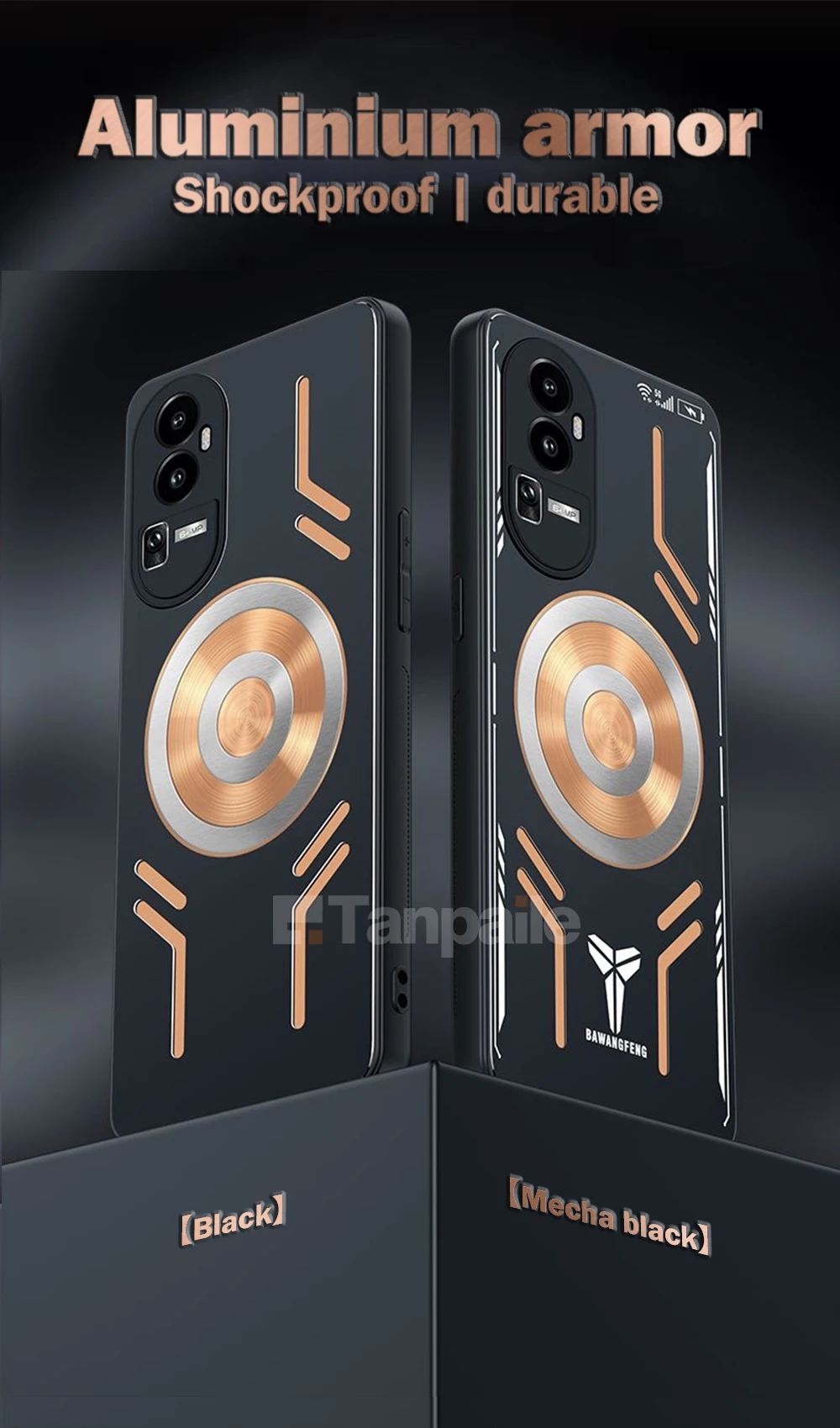 Tanpaile- Copper Cooling Case For OPPO Reno10 Pro+ Reno 11 9 8 7 Case Shockproof Metal Heat Dissipation Cover